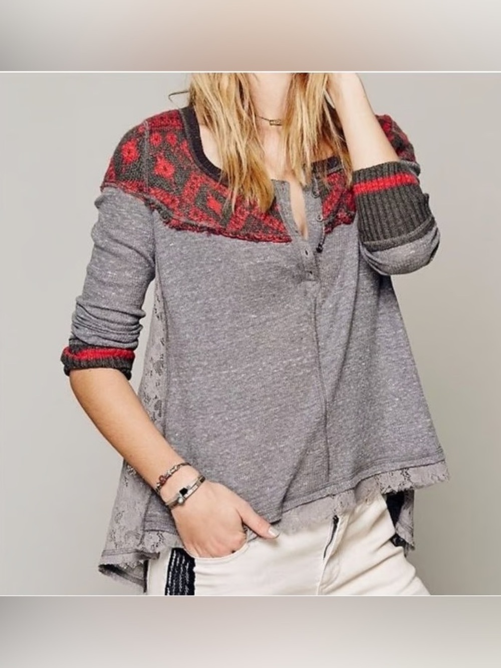 Free People Cabin in the Woods Thermal Henley Small
